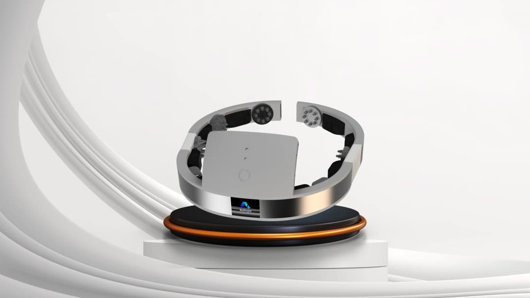 Person wearing NeuroPaahi neurological monitoring device